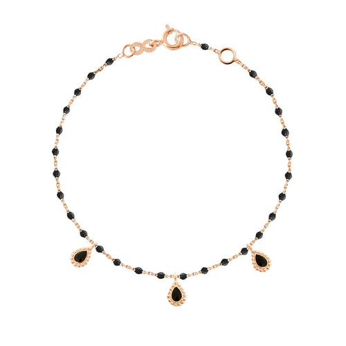 Gigi Clozeau - Black Mini 3 Lucky Cashmere Bracelet, Rose Gold, 6.7