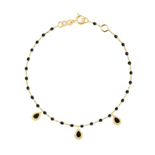 Gigi Clozeau - Black Mini 3 Lucky Cashmere Bracelet, Yellow Gold, 6.7"