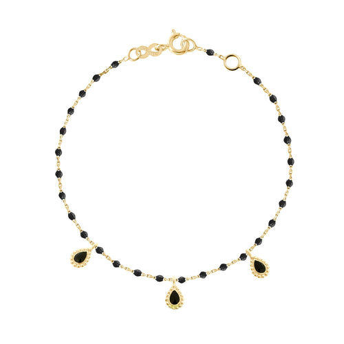 Gigi Clozeau - Black Mini 3 Lucky Cashmere Bracelet, Yellow Gold, 6.7
