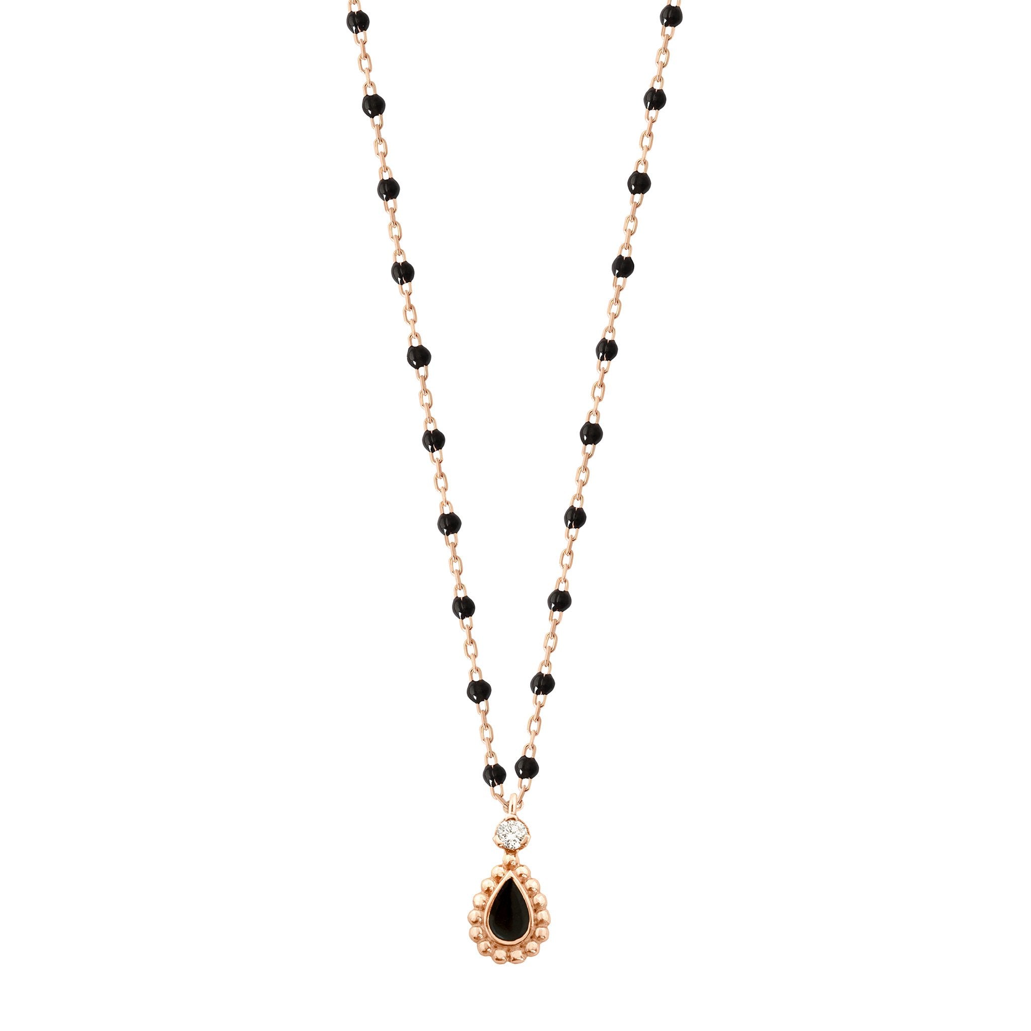 Gigi Clozeau - Black Mini Lucky Cashmere Necklace, Rose Gold, 16.5"