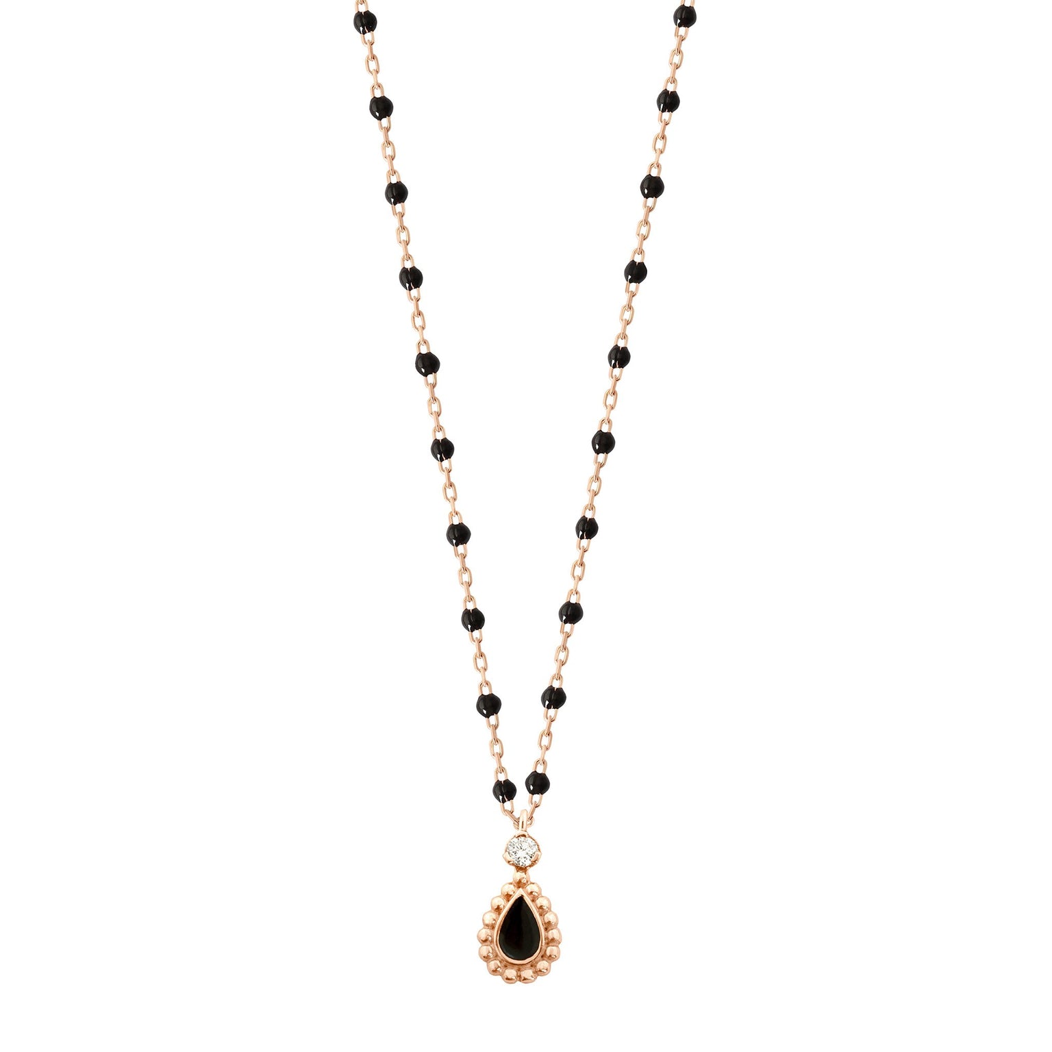 Gigi Clozeau - Black Mini Lucky Cashmere Necklace, Rose Gold, 16.5"