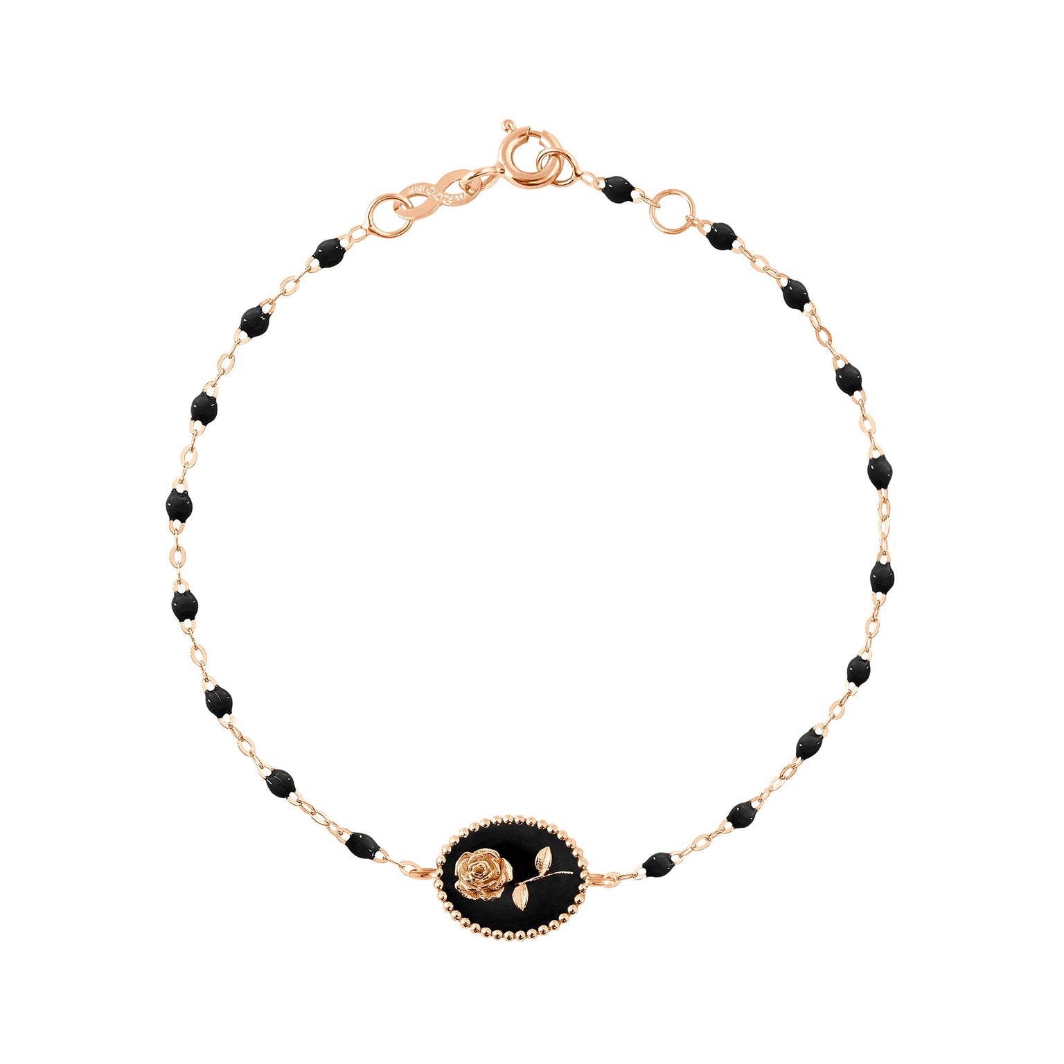 Gigi Clozeau - Black Rose Bracelet, Rose Gold, 6.7"