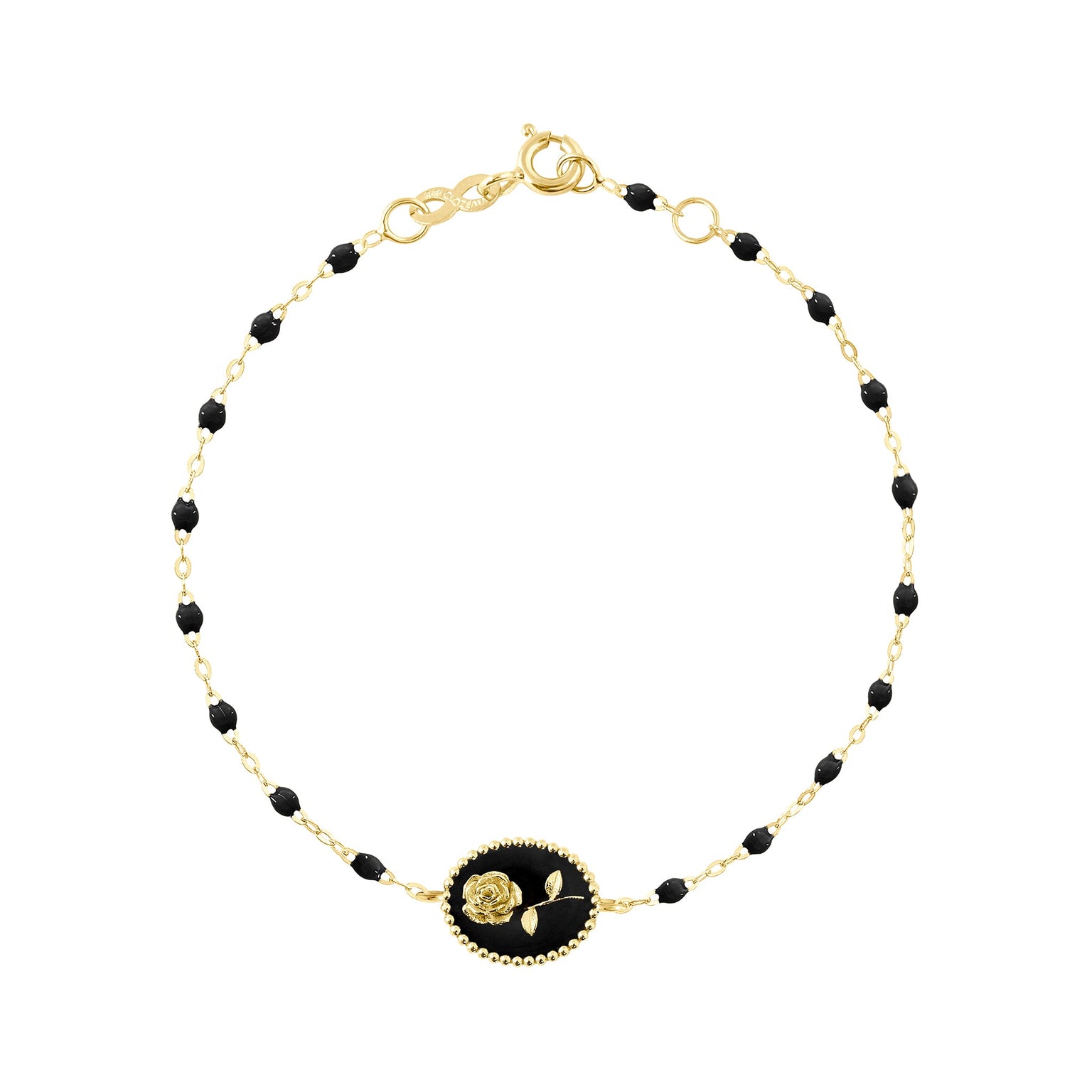 Gigi Clozeau - Black Rose Bracelet, Yellow Gold, 6.7"
