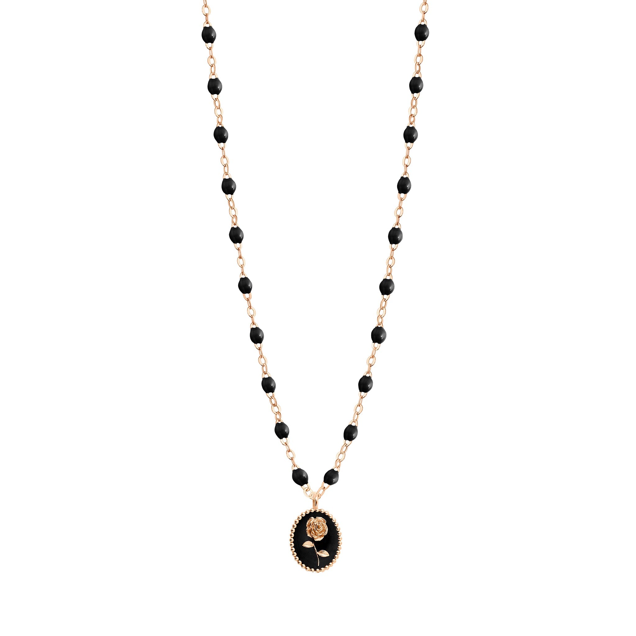 Gigi Clozeau - Black Rose Necklace, Rose Gold, 16.5"