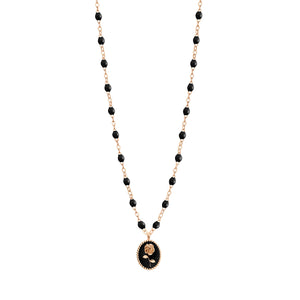Gigi Clozeau - Black Rose Necklace, Rose Gold, 16.5"