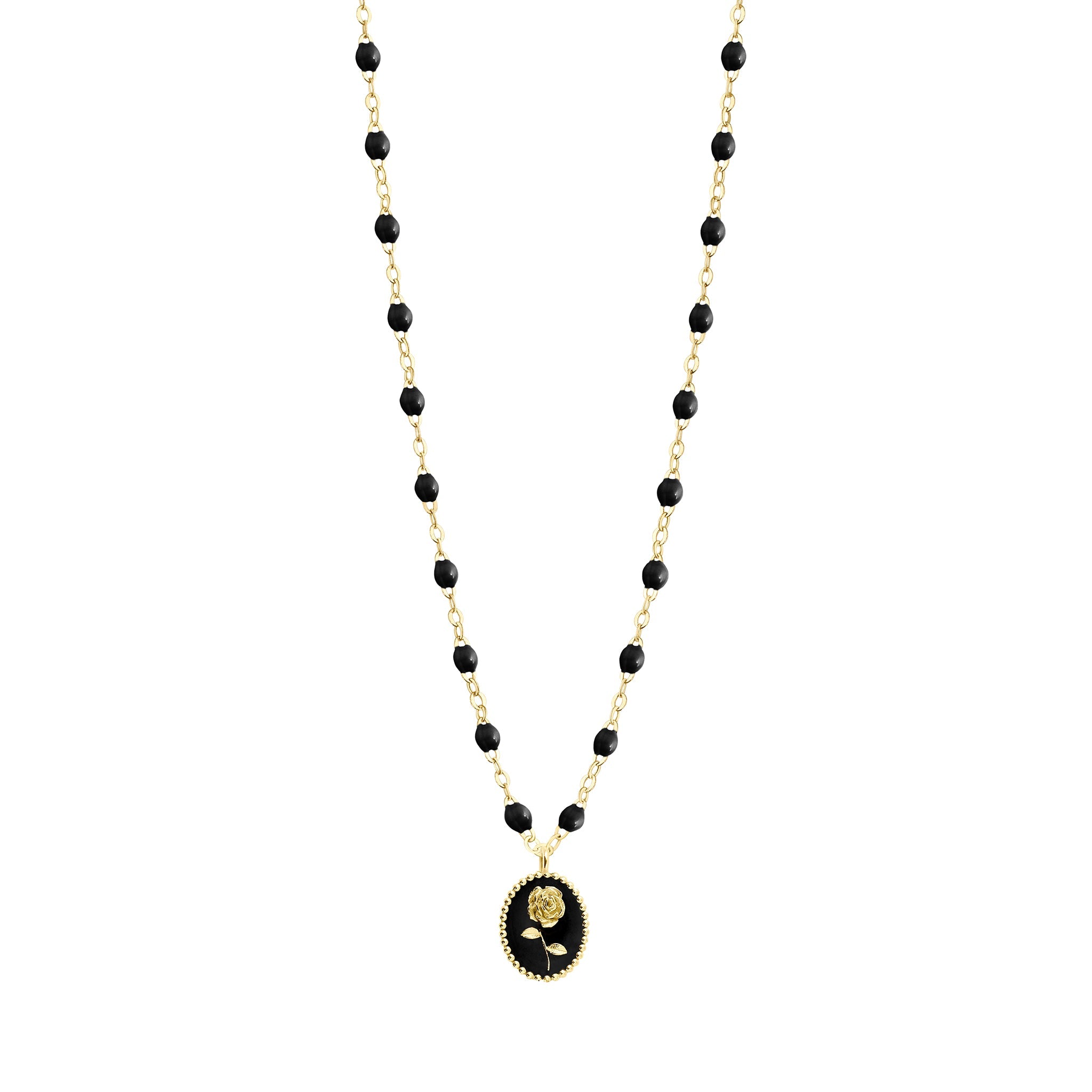 Gigi Clozeau - Black Rose Necklace, Yellow Gold, 16.5"