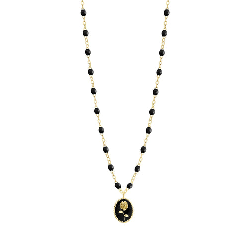 Gigi Clozeau - Black Rose Necklace, Yellow Gold, 16.5