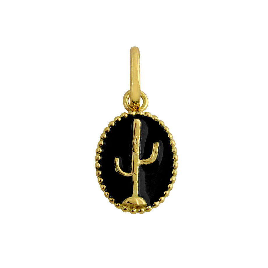 Gigi Clozeau - Cactus Black Resin pendant, Yellow Gold