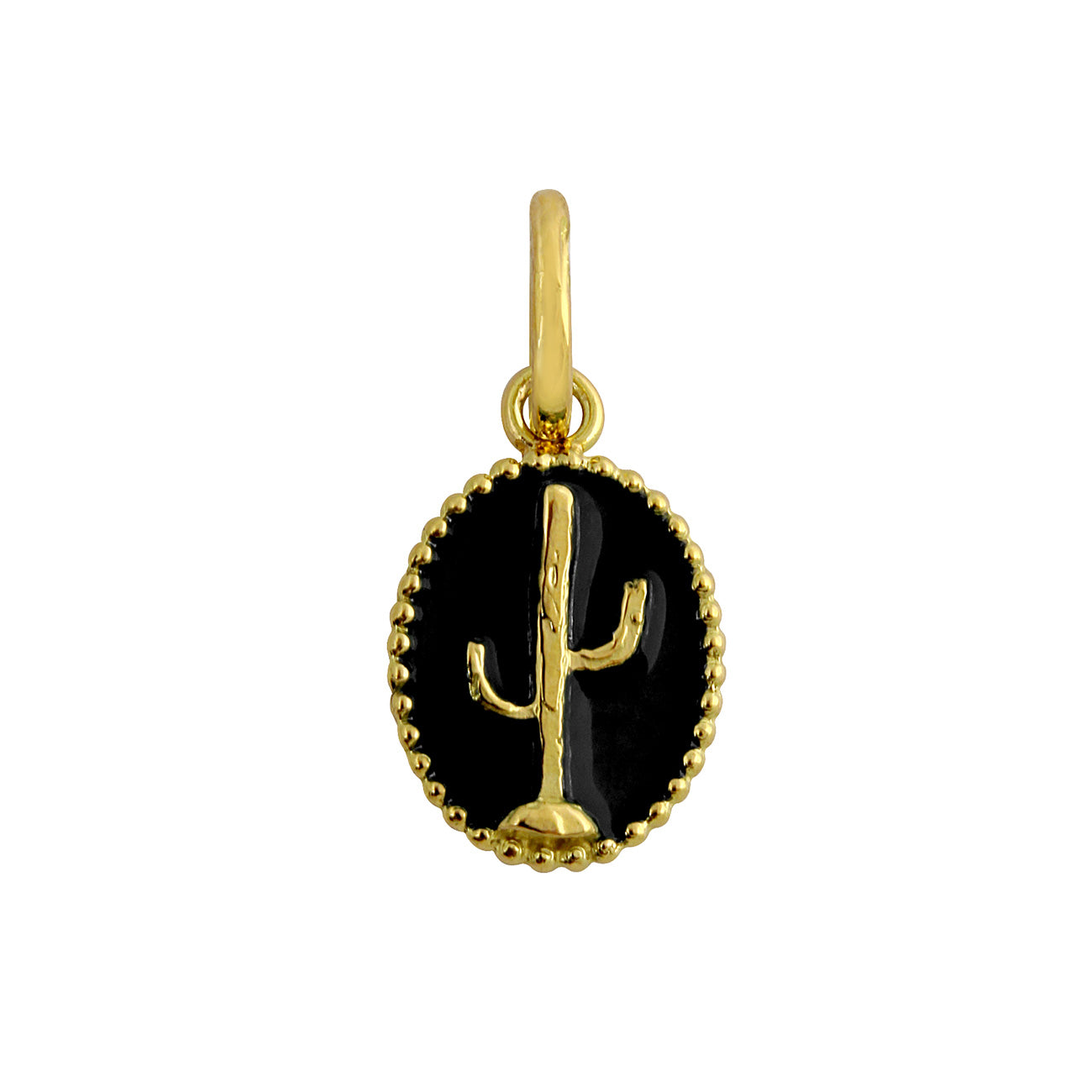 Gigi Clozeau - Cactus Black Resin pendant, Yellow Gold