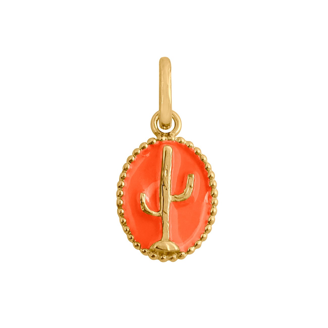 Gigi Clozeau - Cactus Orange Resin pendant, Yellow Gold