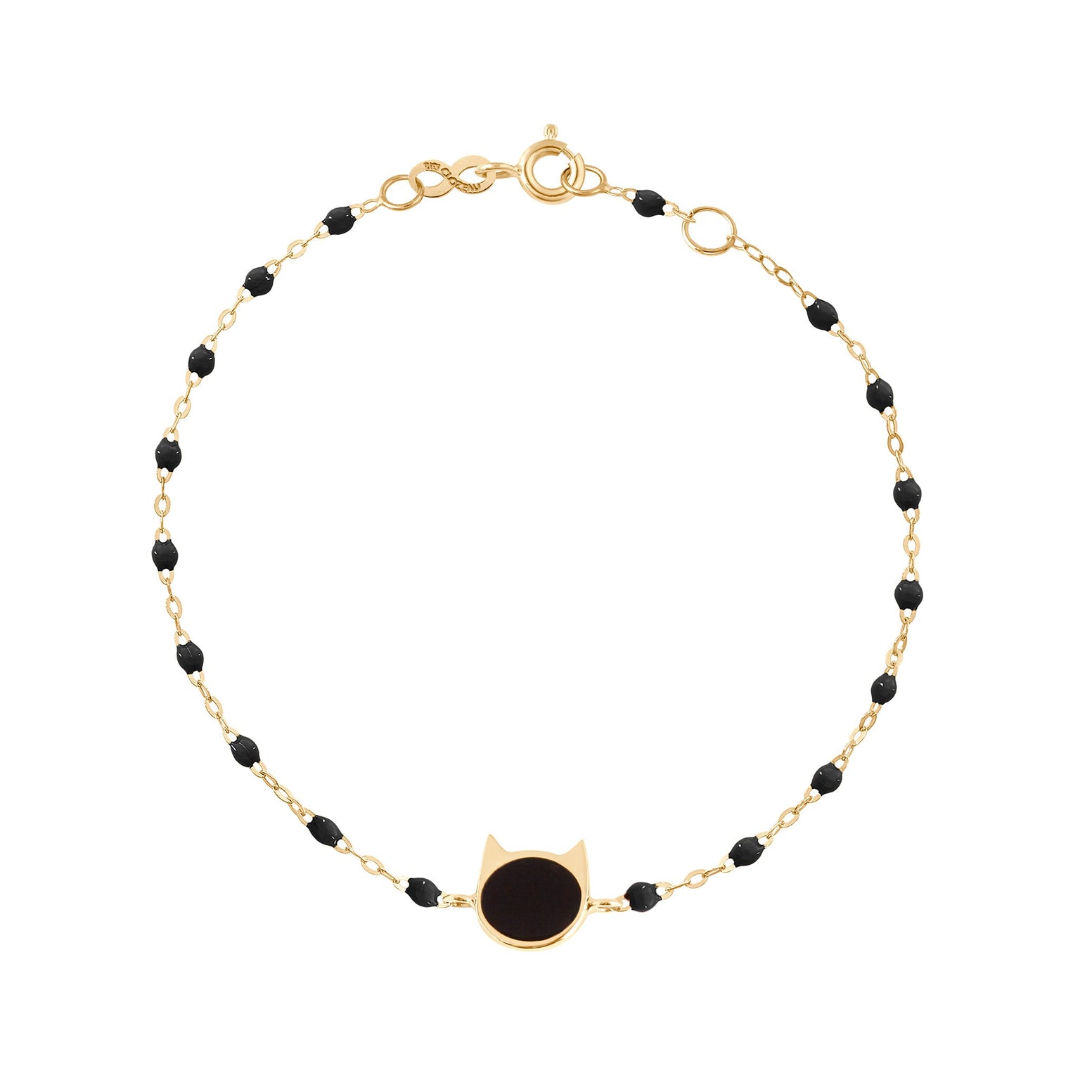 Gigi Clozeau - Cat Classic Gigi Black bracelet, Yellow Gold, 6.7"