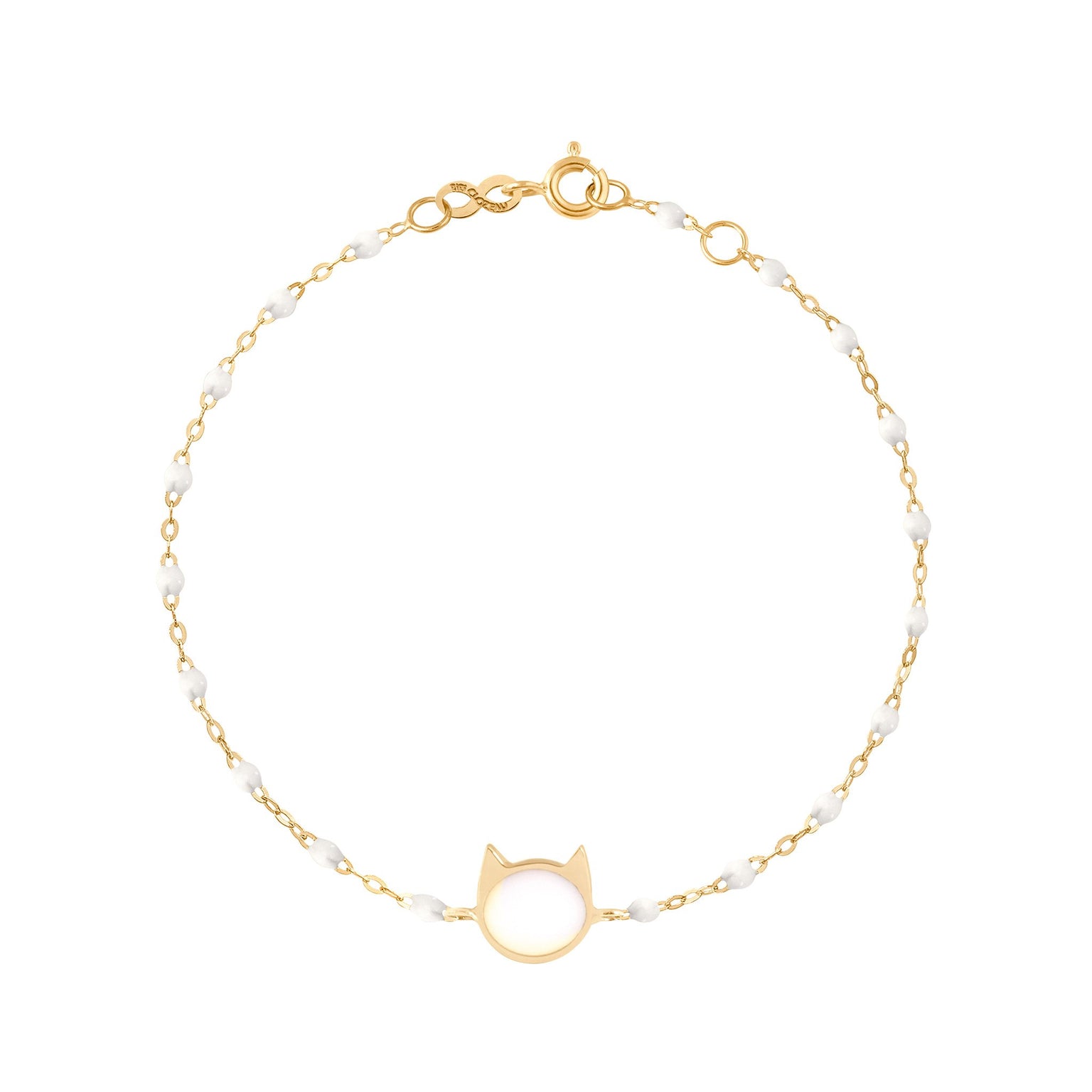 Gigi Clozeau - Cat Classic Gigi White bracelet, Yellow Gold, 6.7"