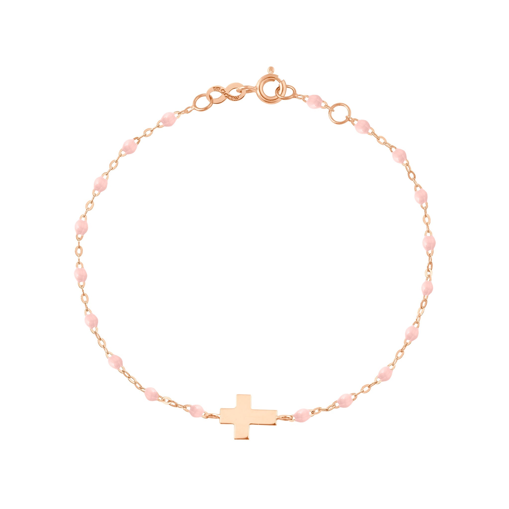 Gigi Clozeau - Child Cross Charm Classic Gigi Baby Pink bracelet, Rose Gold, 5.9"