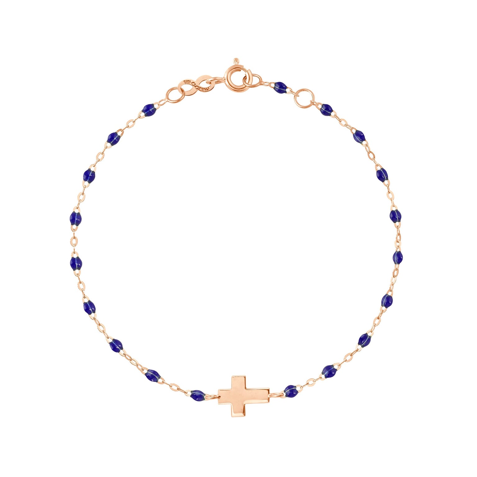 Gigi Clozeau - Child Cross Charm Classic Gigi Lapis bracelet, Rose Gold, 5.9"