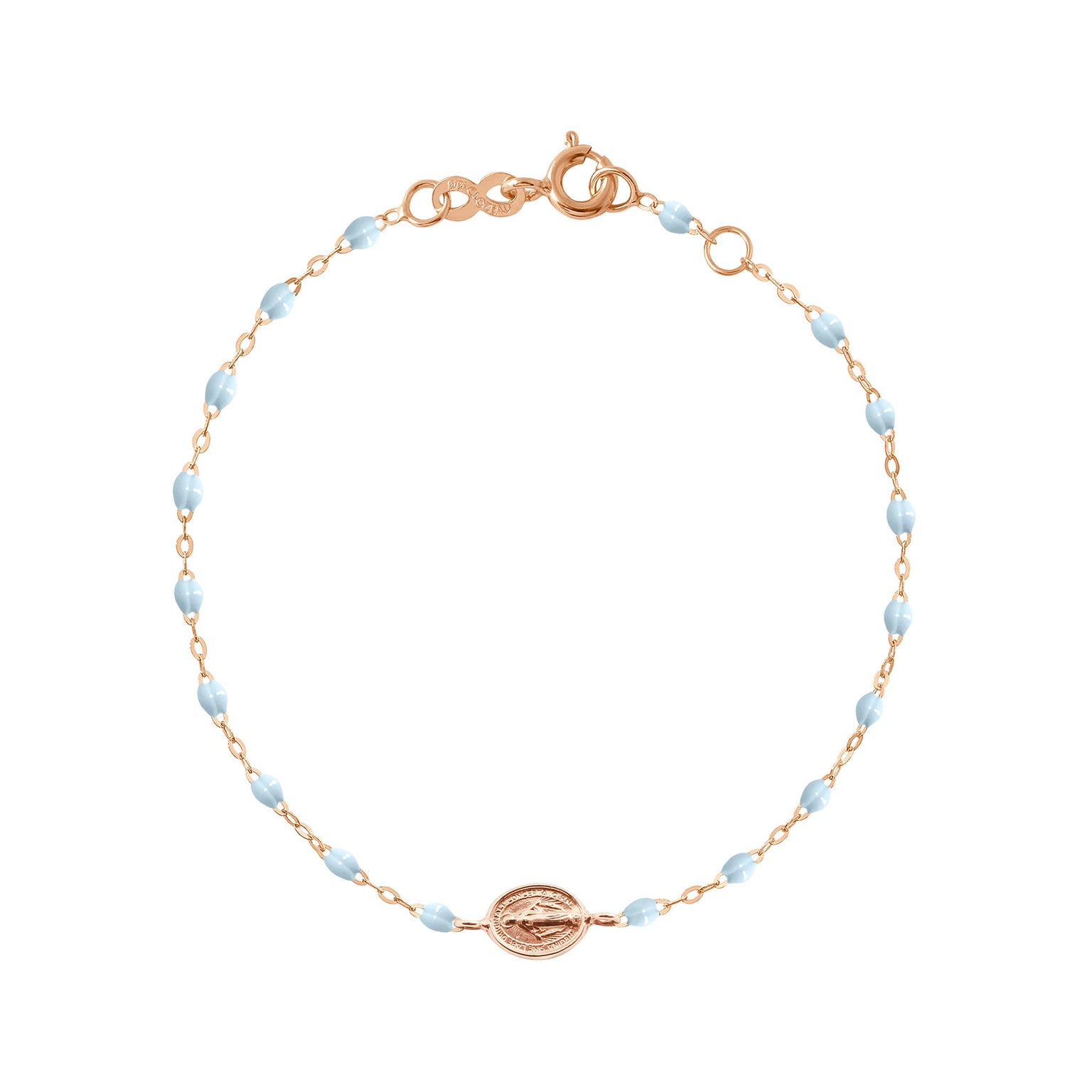 Gigi Clozeau - Child Madone Charm Classic Gigi Baby Blue bracelet, Rose Gold, 5.9"