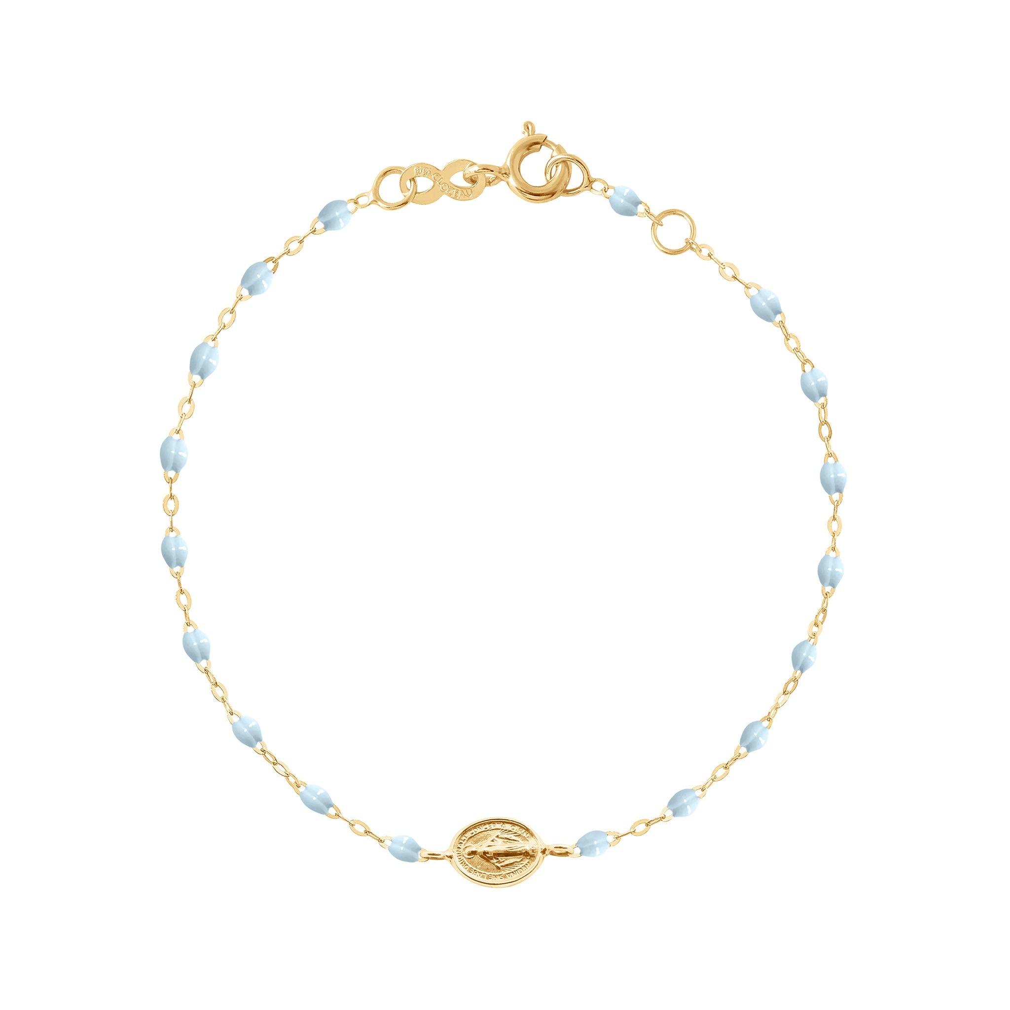 Gigi Clozeau - Child Madone Charm Classic Gigi Baby Blue bracelet, Yellow Gold, 5.9"