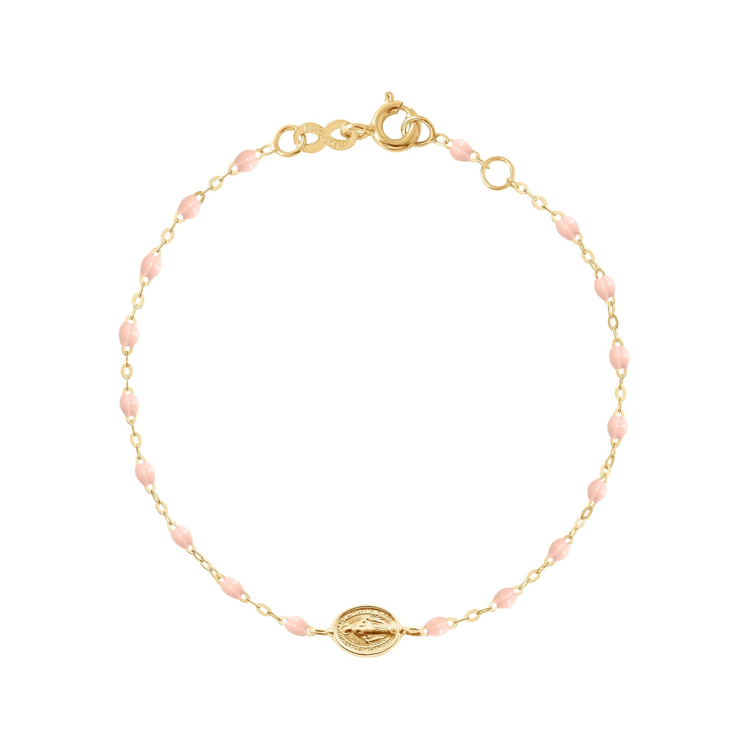 Gigi Clozeau - Child Madone Charm Classic Gigi Baby Pink bracelet, Yellow Gold, 5.9"