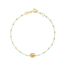 Gigi Clozeau - Child Madone Charm Classic Gigi Jade bracelet, Yellow Gold, 5.9"