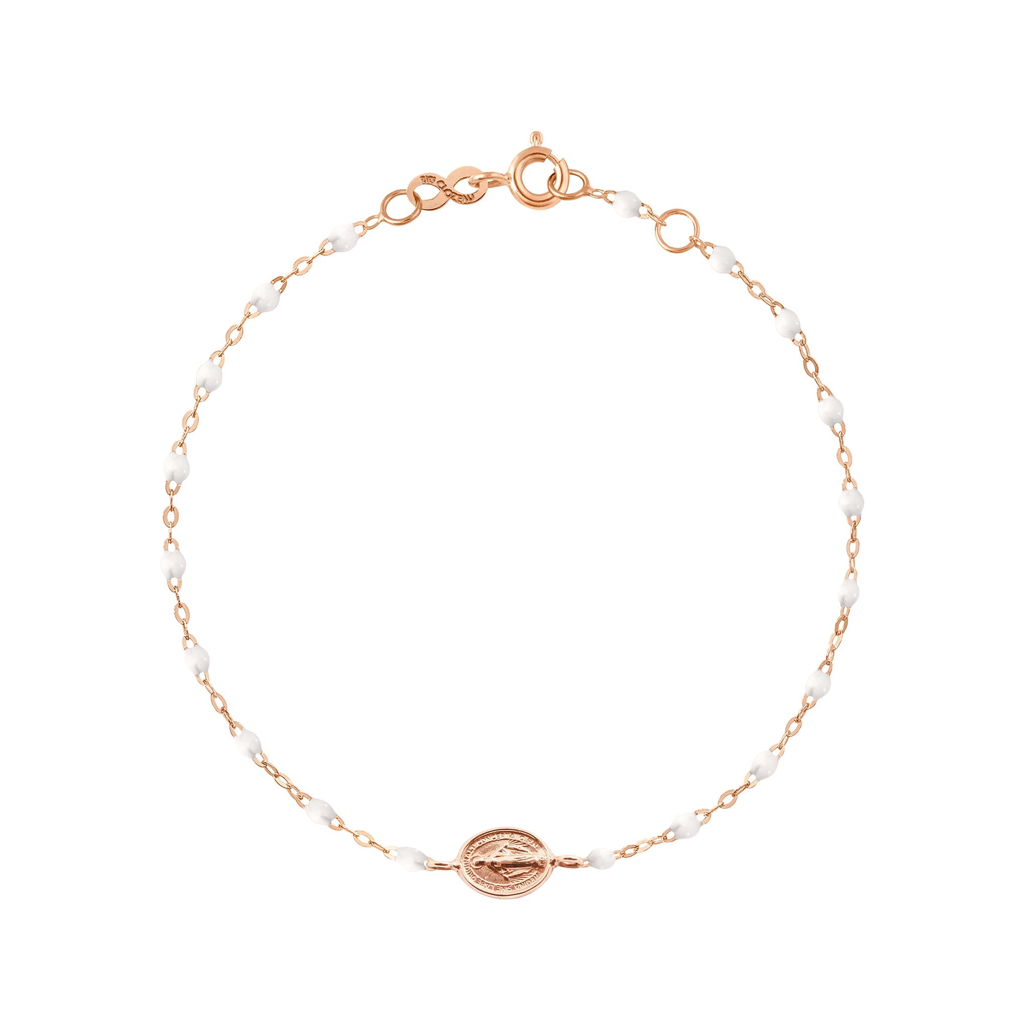 Gigi Clozeau - Child Madone Charm Classic Gigi White bracelet, Rose Gold, 5.9"