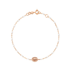 Gigi Clozeau - Child Madone Charm Classic Gigi White bracelet, Rose Gold, 5.9"