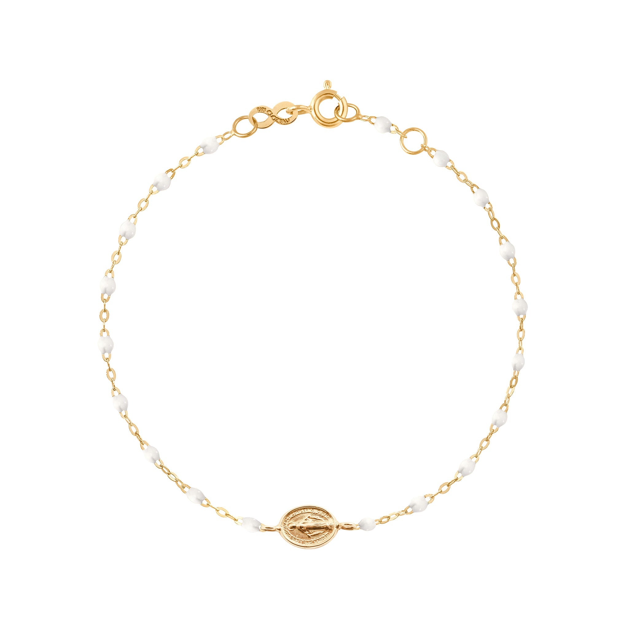 Gigi Clozeau - Child Madone Charm Classic Gigi White bracelet, Yellow Gold, 5.9"