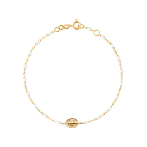 Gigi Clozeau - Child Madone Charm Classic Gigi White bracelet, Yellow Gold, 5.9"