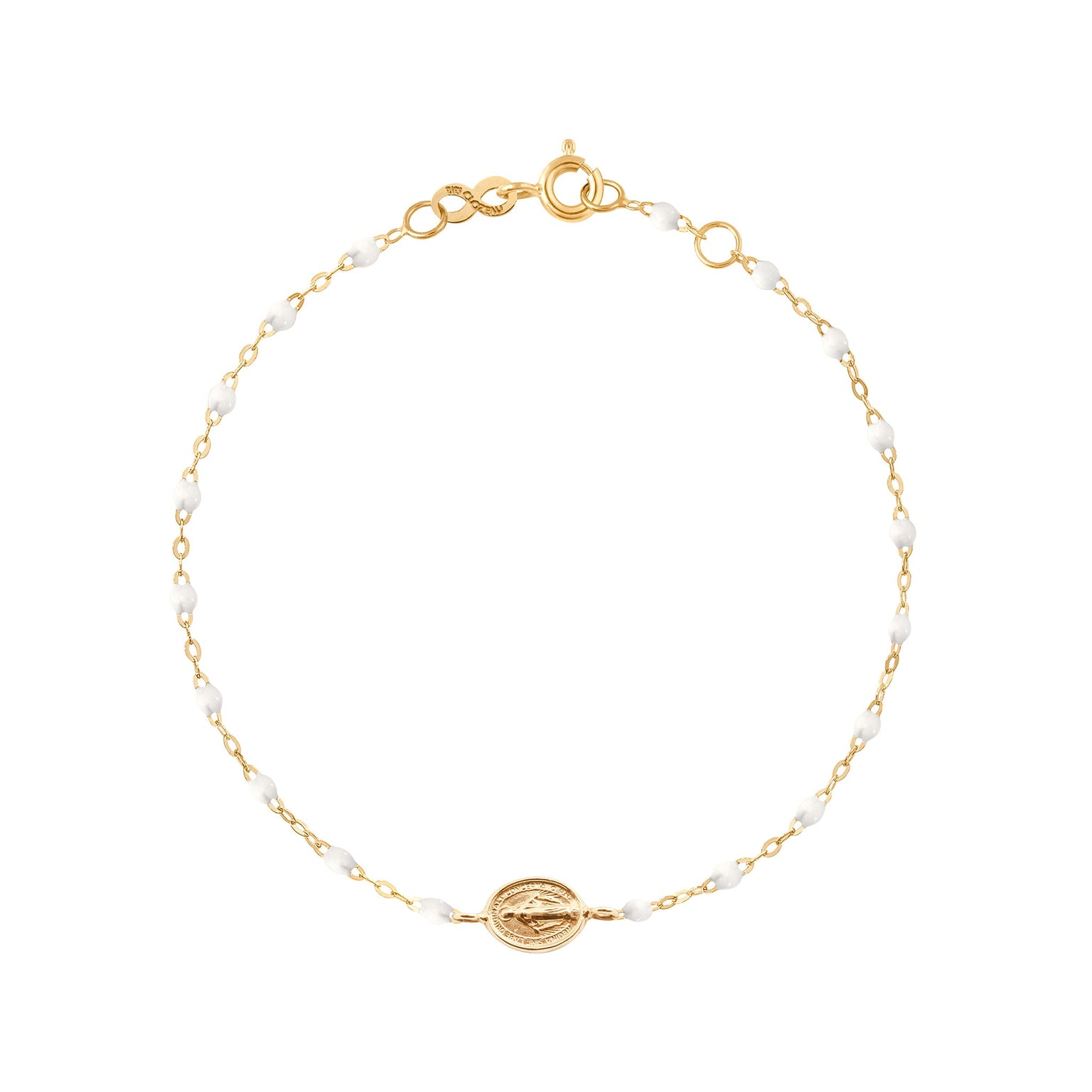 Gigi Clozeau - Child Madone Charm Classic Gigi White bracelet, Yellow Gold, 5.9"