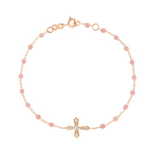 Gigi Clozeau - Classic Cross Vintage Diamond Blush bracelet, Rose Gold, 6.7"