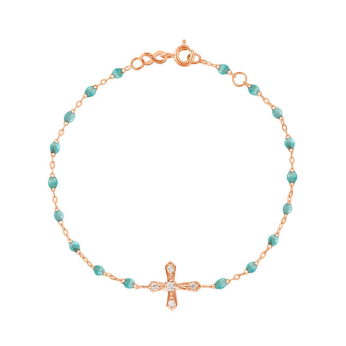 Gigi Clozeau - Classic Cross Vintage Diamond Iceberg bracelet, Rose Gold, 6.7