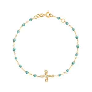 Gigi Clozeau - Classic Cross Vintage Diamond Iceberg bracelet, Yellow Gold, 6.7"