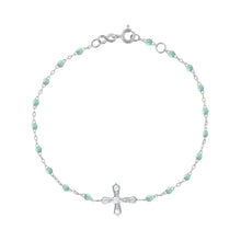 Gigi Clozeau - Classic Cross Vintage Diamond Jade bracelet, White Gold, 6.7"