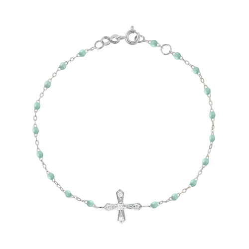 Gigi Clozeau - Classic Cross Vintage Diamond Jade bracelet, White Gold, 6.7