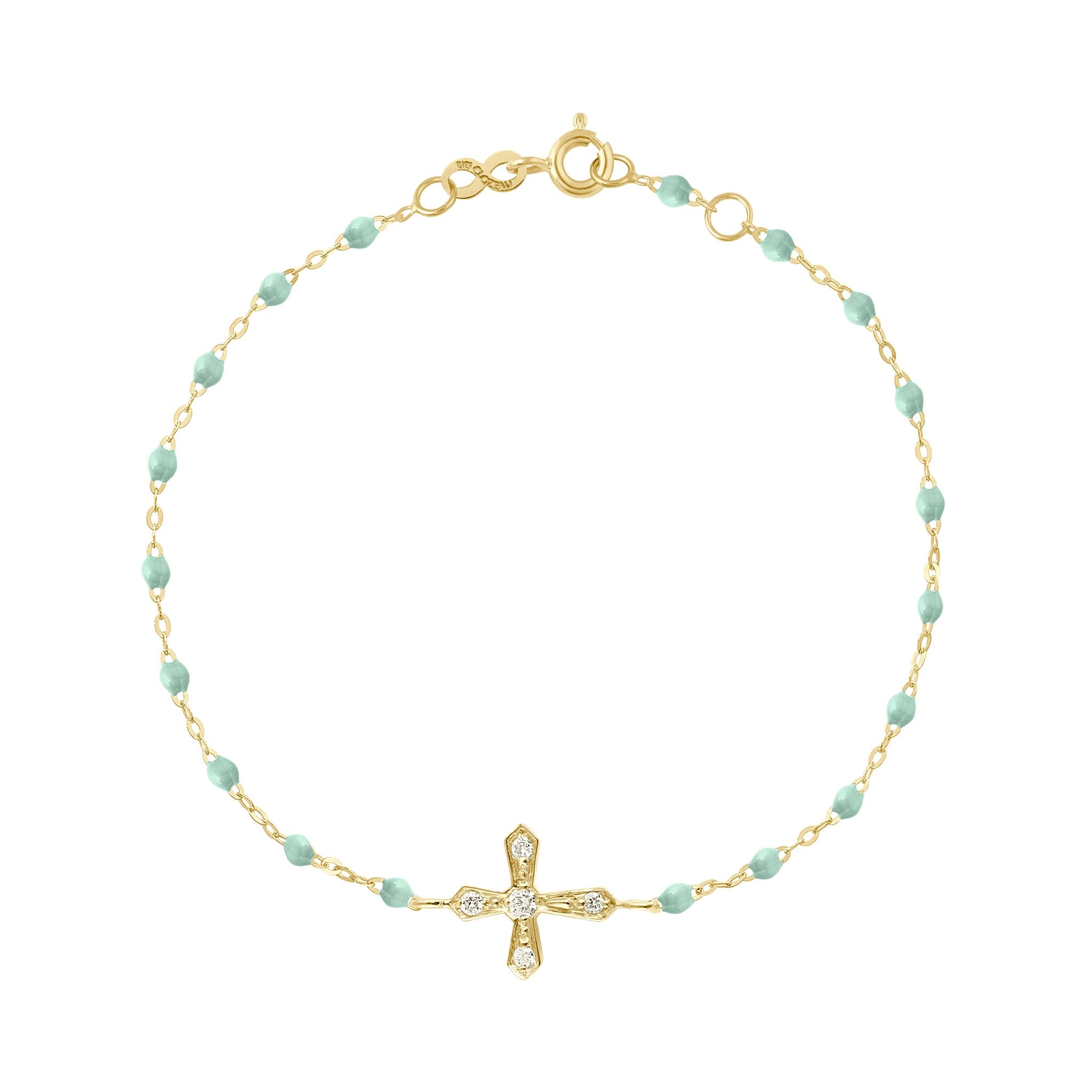 Classic Cross Vintage Diamond Jade bracelet, Yellow Gold, 6.7