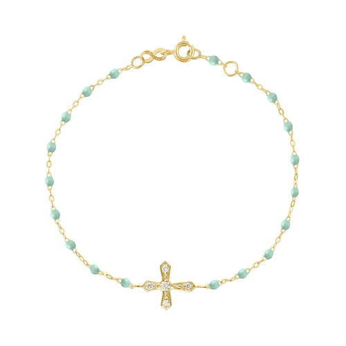 Gigi Clozeau - Classic Cross Vintage Diamond Jade bracelet, Yellow Gold, 6.7