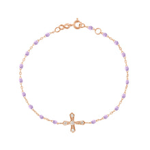 Gigi Clozeau - Classic Cross Vintage Diamond Lilac bracelet, Rose Gold, 6.7"