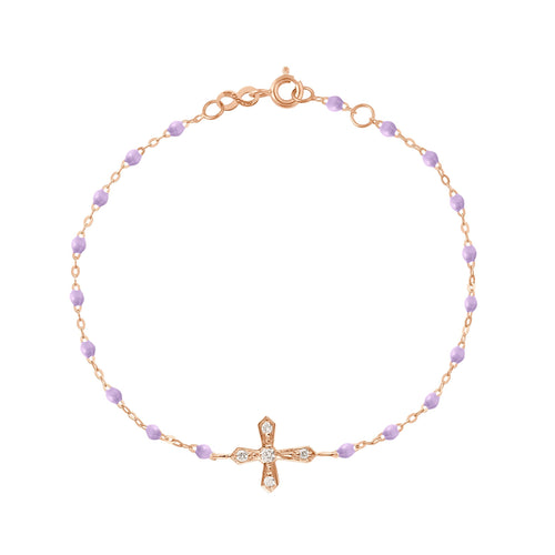 Gigi Clozeau - Classic Cross Vintage Diamond Lilac bracelet, Rose Gold, 6.7