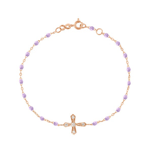 Gigi Clozeau - Classic Cross Vintage Diamond Lilac bracelet, Rose Gold, 6.7"