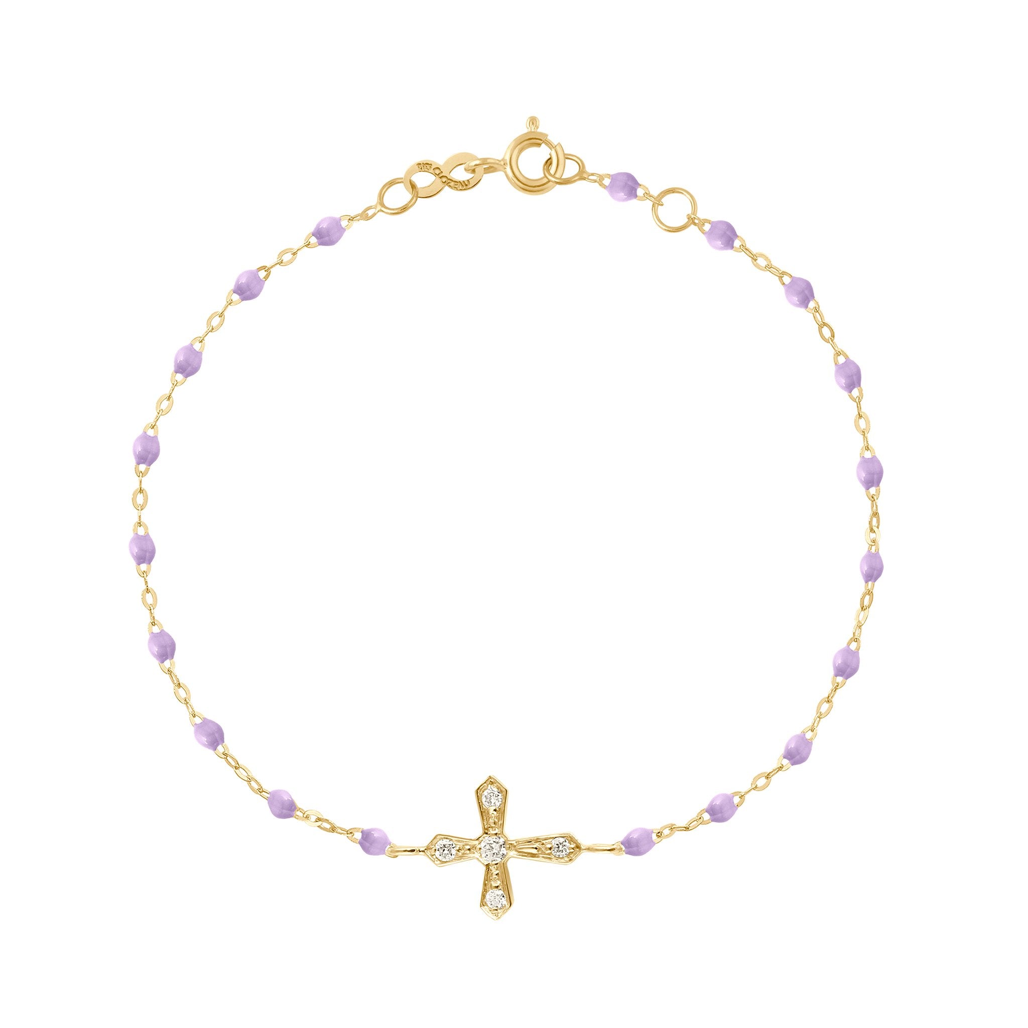 Gigi Clozeau - Classic Cross Vintage Diamond Lilac bracelet, Yellow Gold, 6.7"
