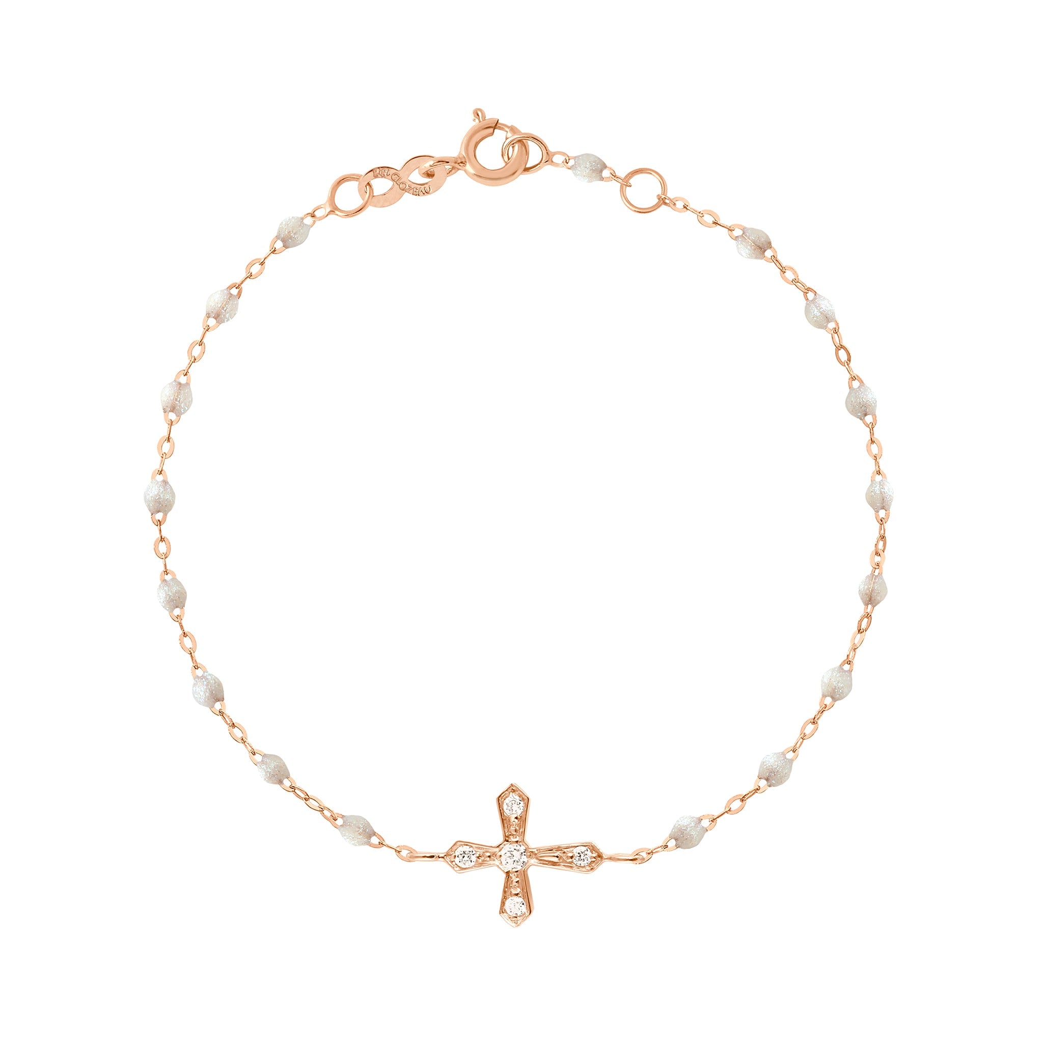 Gigi Clozeau - Classic Cross Vintage Diamond Opal bracelet, Rose Gold, 6.7"