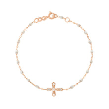 Gigi Clozeau - Classic Cross Vintage Diamond Opal bracelet, Rose Gold, 6.7"