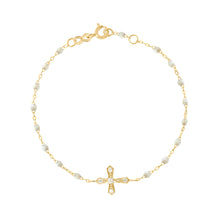 Gigi Clozeau - Classic Cross Vintage Diamond Opal bracelet, Yellow Gold, 6.7"
