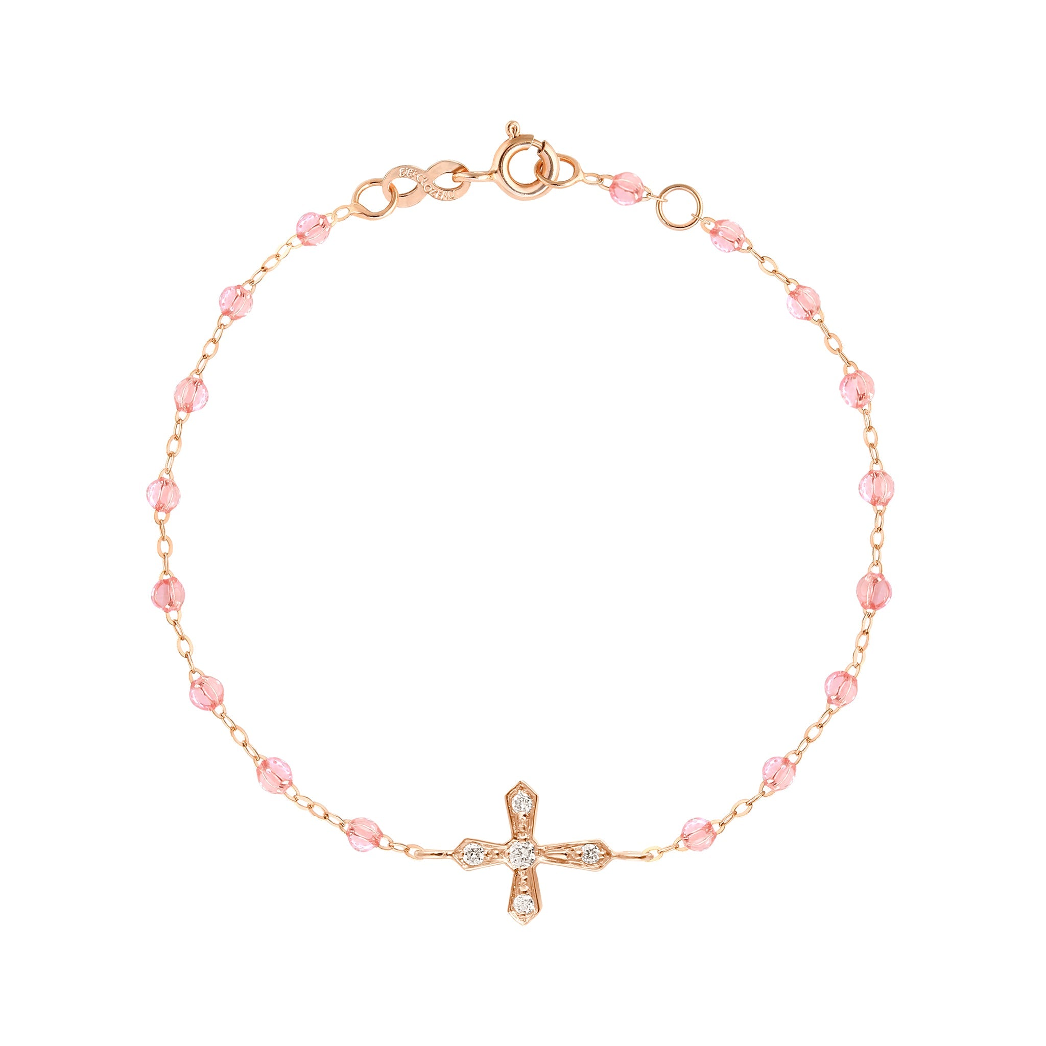 Gigi Clozeau - Classic Cross Vintage Diamond Rosee bracelet, Rose Gold, 6.7"
