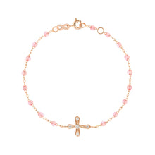 Gigi Clozeau - Classic Cross Vintage Diamond Rosee bracelet, Rose Gold, 6.7"