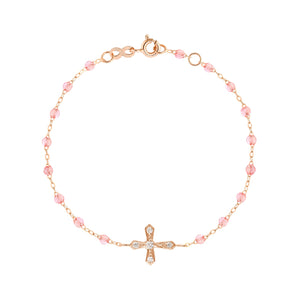 Gigi Clozeau - Classic Cross Vintage Diamond Rosee bracelet, Rose Gold, 6.7"