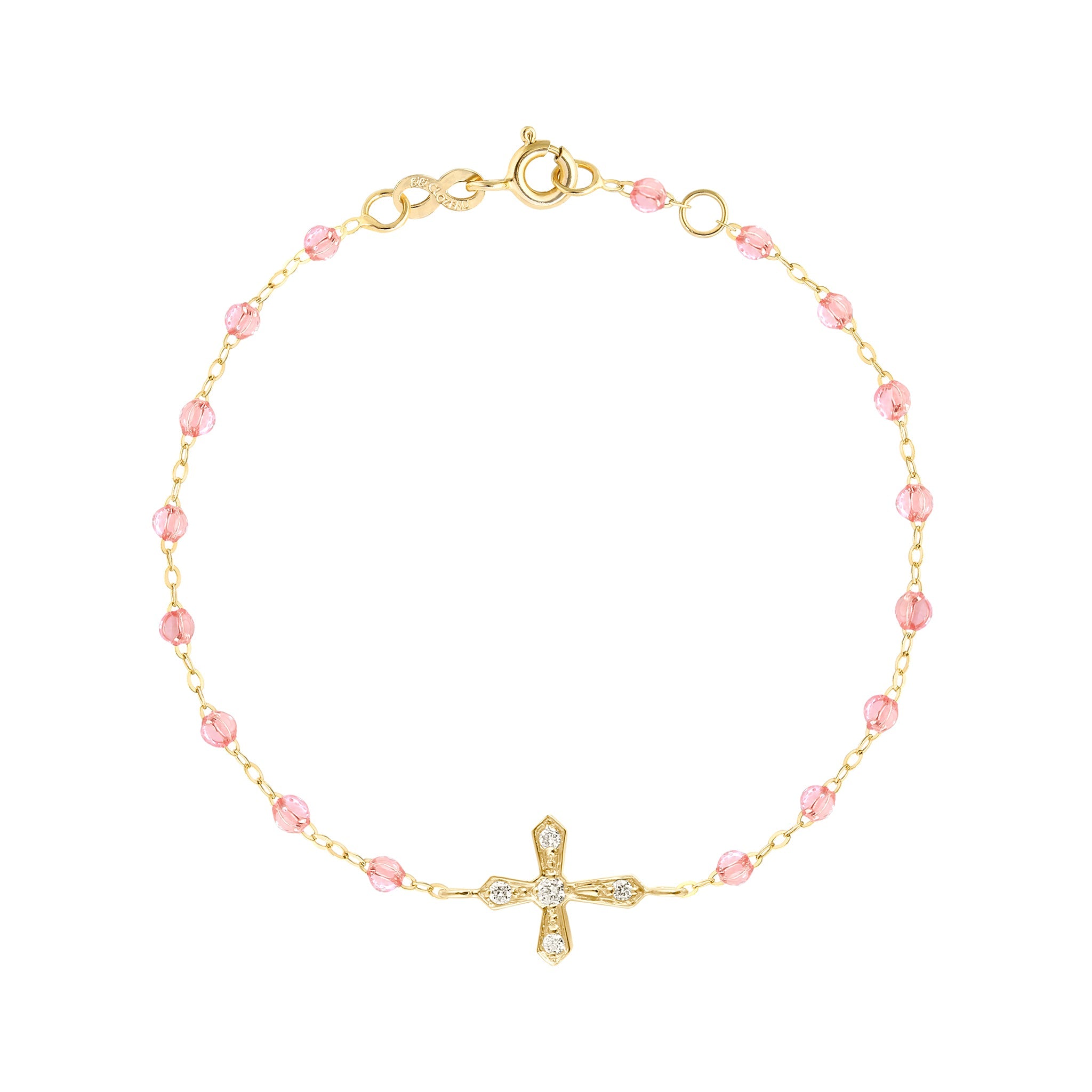 Gigi Clozeau - Classic Cross Vintage Diamond Rosee bracelet, Yellow Gold, 6.7"