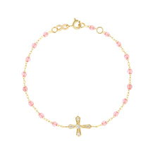 Gigi Clozeau - Classic Cross Vintage Diamond Rosee bracelet, Yellow Gold, 6.7"