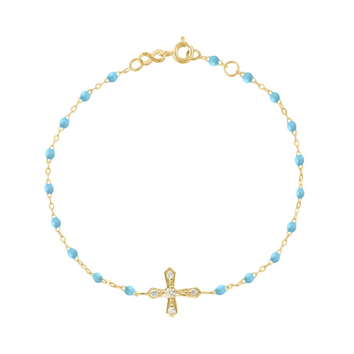 Gigi Clozeau - Classic Cross Vintage Diamond Turquoise bracelet, Yellow Gold, 6.7