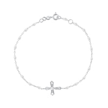 Gigi Clozeau - Classic Cross Vintage Diamond White bracelet, White Gold, 6.7"