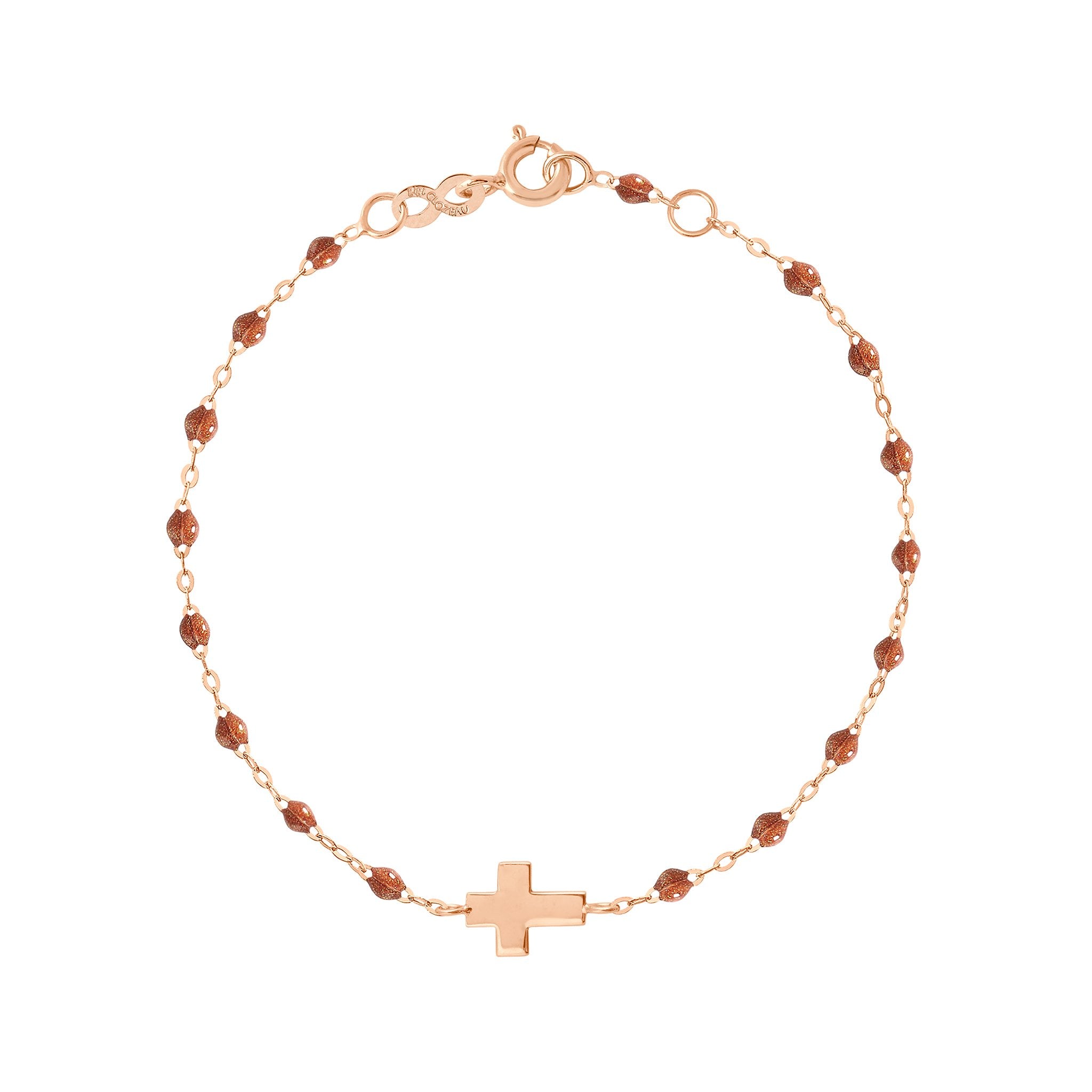 Gigi Clozeau - Classic Fauve Cross Charm Bracelet, Rose Gold, 6.7"