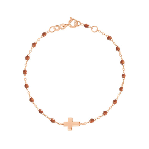 Gigi Clozeau - Classic Fauve Cross Charm Bracelet, Rose Gold, 6.7